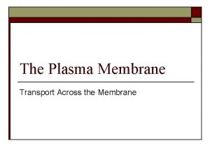 The Plasma Membrane Transport Across the Membrane Intro