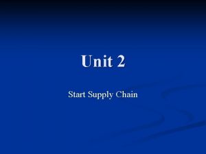 Unit 2 Start Supply Chain Supply Chain Management