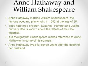 Anne hathaway husband shakespeare