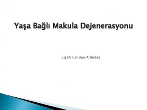 Yaa Bal Makula Dejenerasyonu Stj Dr Candan Altnda