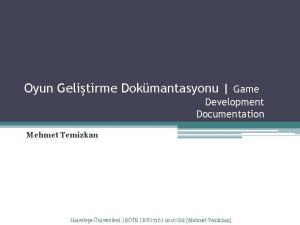 Game design document türkçe