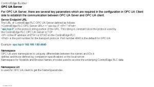 Control Edge Builder OPC UA Server For OPC
