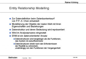 Rainer Krning Entity Relationship Modelling n Zur Datendefinition