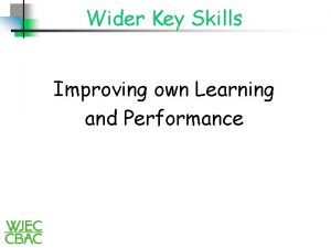 Improving own learning and performance examples