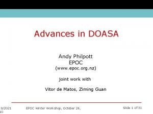 192021 10 Advances in DOASA Andy Philpott EPOC