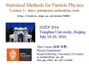 Statistical Methods for Particle Physics Lecture 1 intro