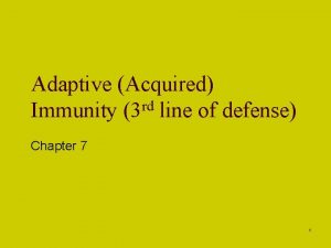 Adaptive Acquired Immunity 3 rd line of defense
