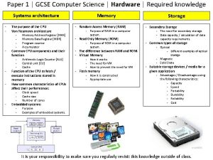 Paper 1 Gcse Computer Science Hardware Required Knowledge