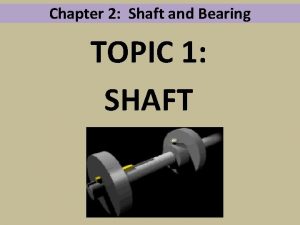Chapter 2 Shaft and Bearing TOPIC 1 SHAFT