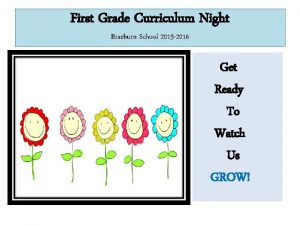 First Grade Curriculum Night Braeburn School 2015 2016