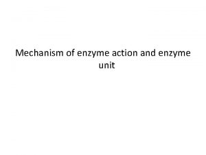 Mechanism of enzyme action and enzyme unit Active