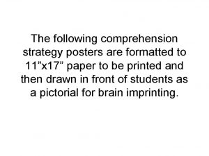 Comprehension strategy posters