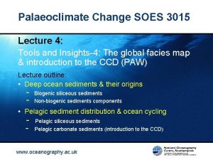 Palaeoclimate Change SOES 3015 Lecture 4 Tools and