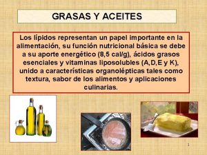 GRASAS Y ACEITES Los lpidos representan un papel