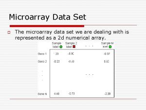 Microarray Data Set o The microarray data set