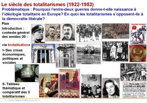 Le sicle des totalitarismes 1922 1953 Problmatique Pourquoi