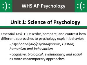 WHS AP Psychology Unit 1 Science of Psychology