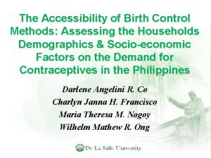 The Accessibility of Birth Control Methods Assessing the