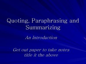 Paraphrase citation example