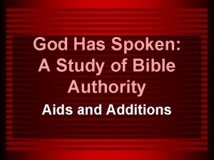 God Has Spoken A Study of Bible Authority