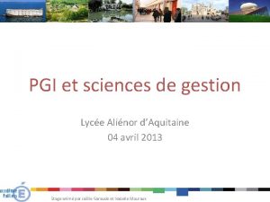 PGI et sciences de gestion Lyce Alinor dAquitaine