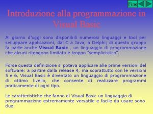 Fine Introduzione alla programmazione in Visual Basic Al