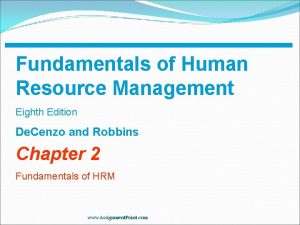 Fundamentals of Human Resource Management Eighth Edition De