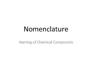 Nomenclature Naming of Chemical Compounds Ionic Compounds All