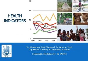 HEALTH INDICATORS Dr Mohammad Afzal Mahmood Dr Salwa