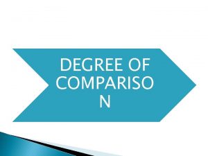 DEGREE OF COMPARISO N There are three kinds