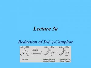 Lecture 3 a Reduction of DCamphor Introduction Reduction