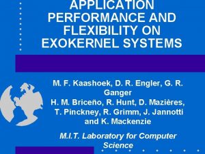 APPLICATION PERFORMANCE AND FLEXIBILITY ON EXOKERNEL SYSTEMS M