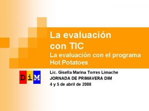 La evaluacin con TIC La evaluacin con el