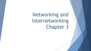 Networking and Internetworking Chapter 3 Project 1 Architectural