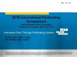 International perforating symposium