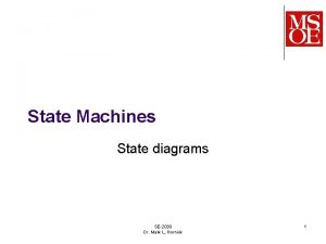 State Machines State diagrams SE2030 Dr Mark L