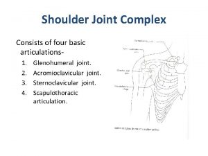Shoulder Joint Complex Consists of four basic articulations