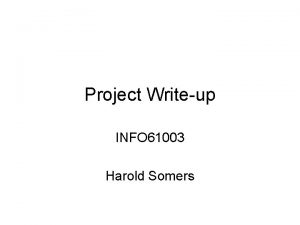 Project Writeup INFO 61003 Harold Somers Topics Presentation