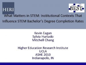 What Matters in STEM Institutional Contexts That Influence