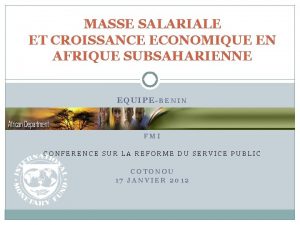 MASSE SALARIALE ET CROISSANCE ECONOMIQUE EN AFRIQUE SUBSAHARIENNE