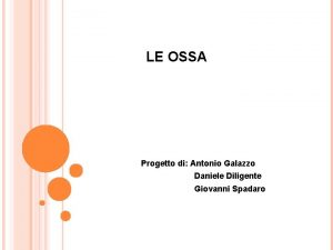 LE OSSA Progetto di Antonio Galazzo Daniele Diligente