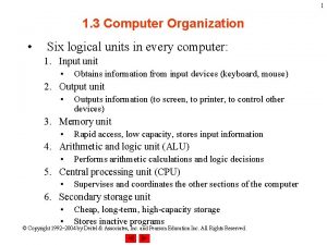There are six logical units or sections to a computer