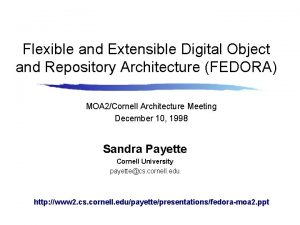 Flexible and Extensible Digital Object and Repository Architecture