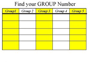 Find your GROUP Number Group 1 Group 2