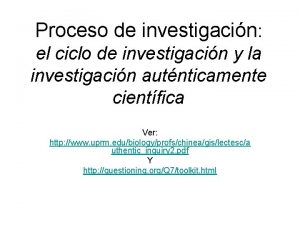 Proceso de investigacin el ciclo de investigacin y