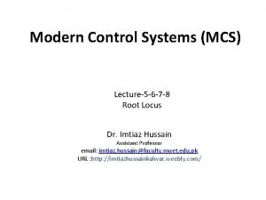 Modern Control Systems MCS Lecture5 6 7 8