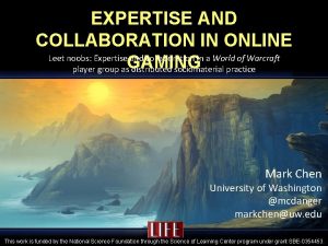 EXPERTISE AND COLLABORATION IN ONLINE Leet noobs Expertise