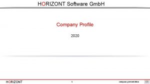 HORIZONT Software Gmb H Company Profile 2020 HORIZONT