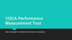 VOCA Performance Measurement Tool Step by Step guide