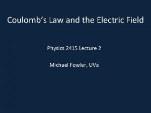 Coulombs Law and the Electric Field Physics 2415